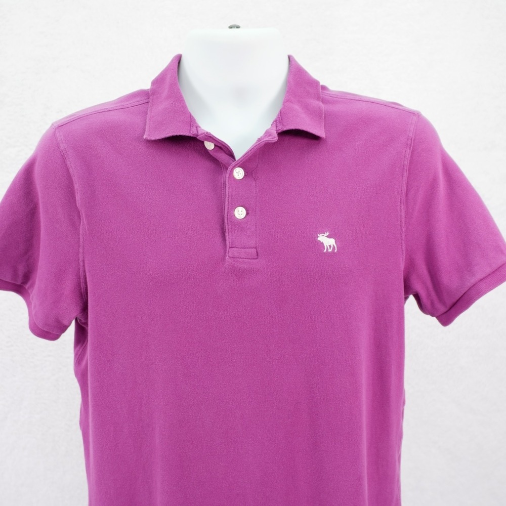 Abercrombie & Fitch Men's Medium Purple Knit Cotton Short‎ Sleeve Polo Shirt